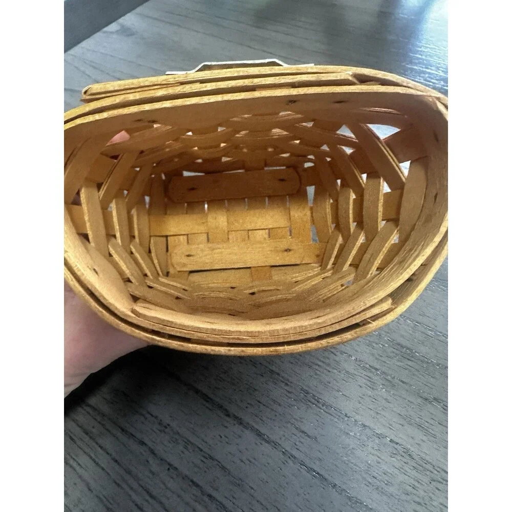 Longaberger 1998 Small 3.5” Wall Pocket Oregano Handmade Basket W/Bracket Hanger